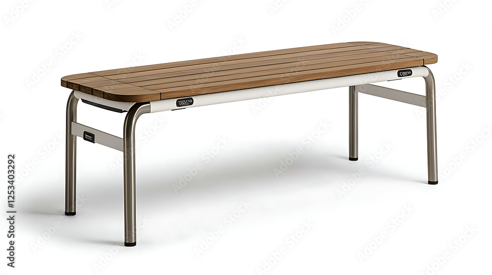 A wooden bench with a metal frame. generated using AI A wooden bench with a metal frame. generated using AI