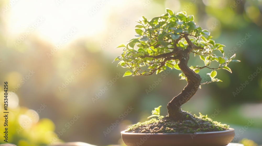 Young Tree Thrives in Golden Light, Symbolizing Growth and Harmony with Nature Young Tree Thrives in Golden Light, Symbolizing Growth and Harmony with Nature