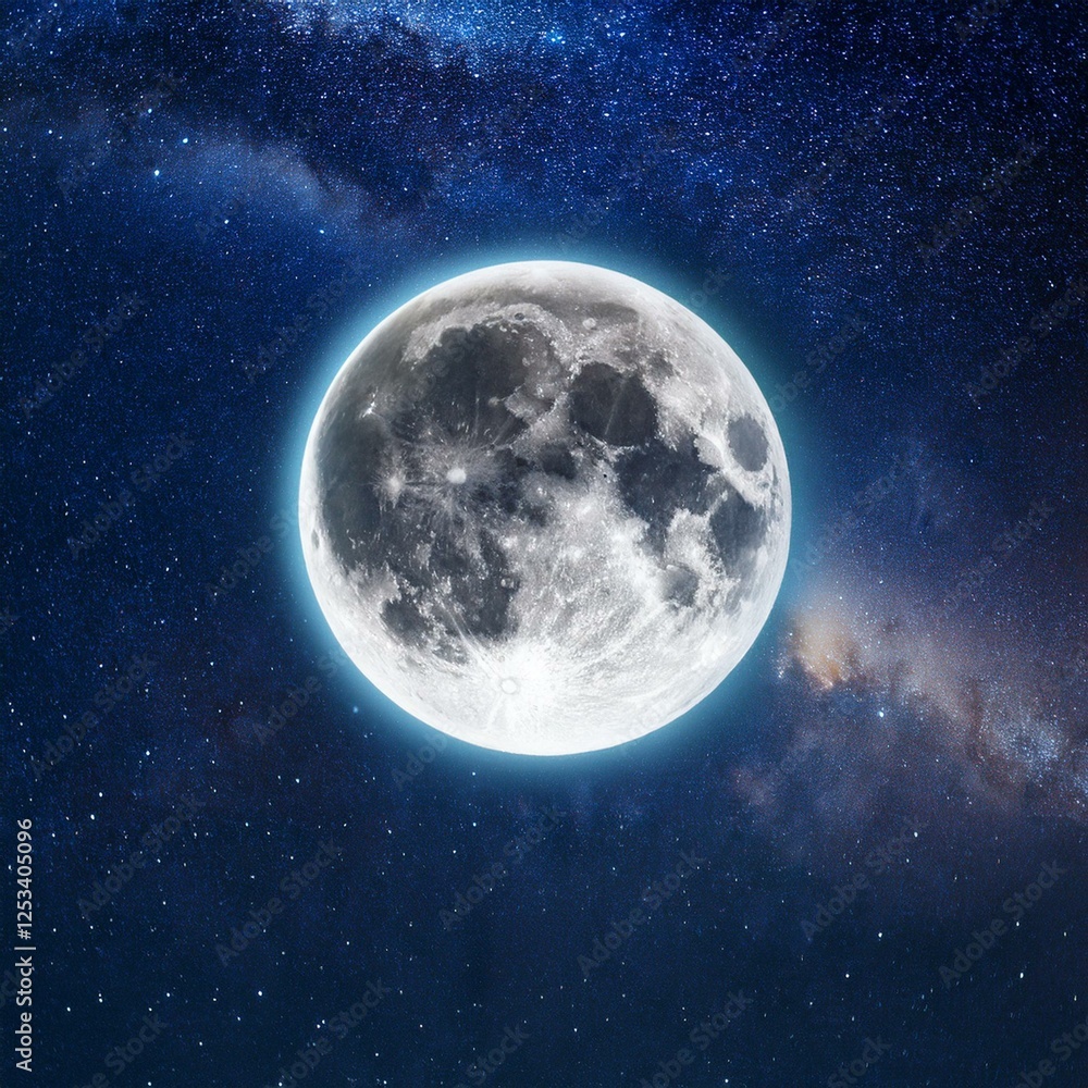 Obraz premium 地球を包み込む満月の神秘的な光