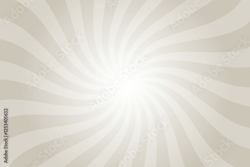Revere pewter gray background with white sun ray. Swirl sun ray lines starburst. Abstract texture with light of sunburst. Radial beam of sunlight. Retro background with flash. Design of sunbeam.