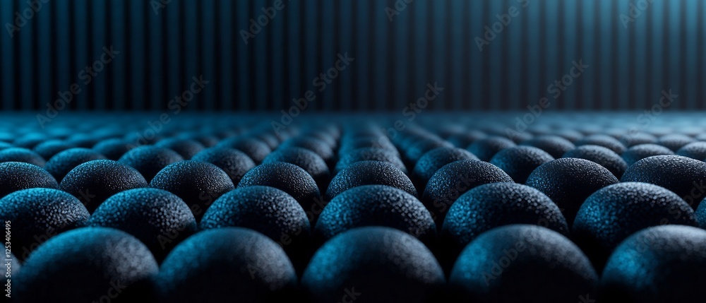Obraz premium Deep Blue Spheres Seamlessly Arranged Cool Moody Lighting. AI Generated