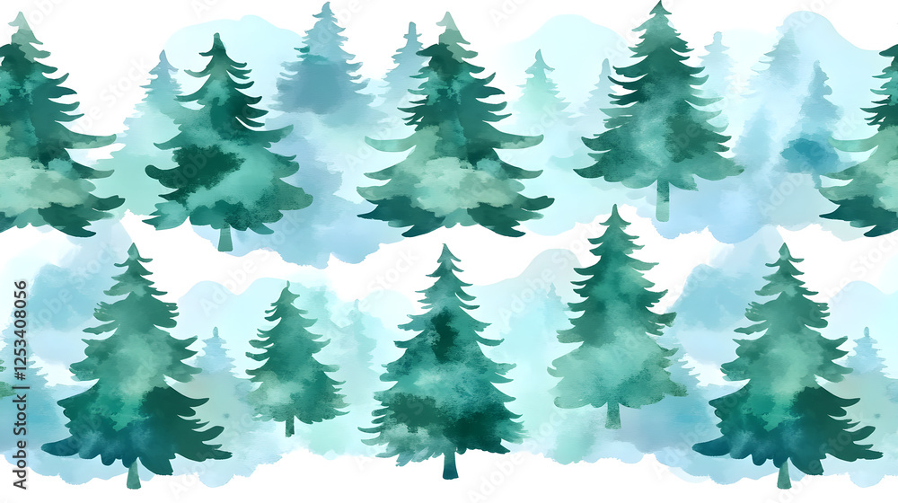 Obraz premium Serene evergreen forest landscape nature digital art tranquil environment aerial view eco concept