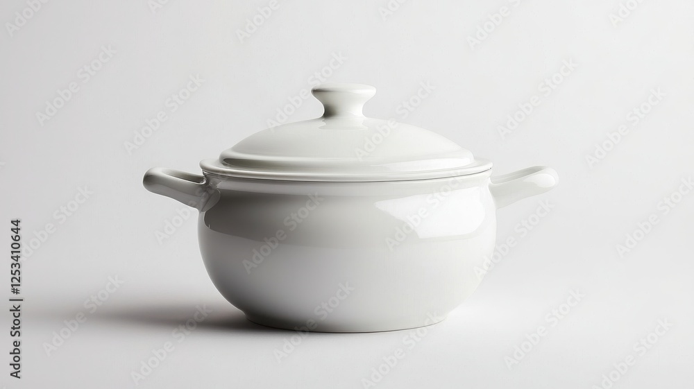 White ceramic pot with lid on a white isolated background. White ceramic pot with lid on a white isolated background.