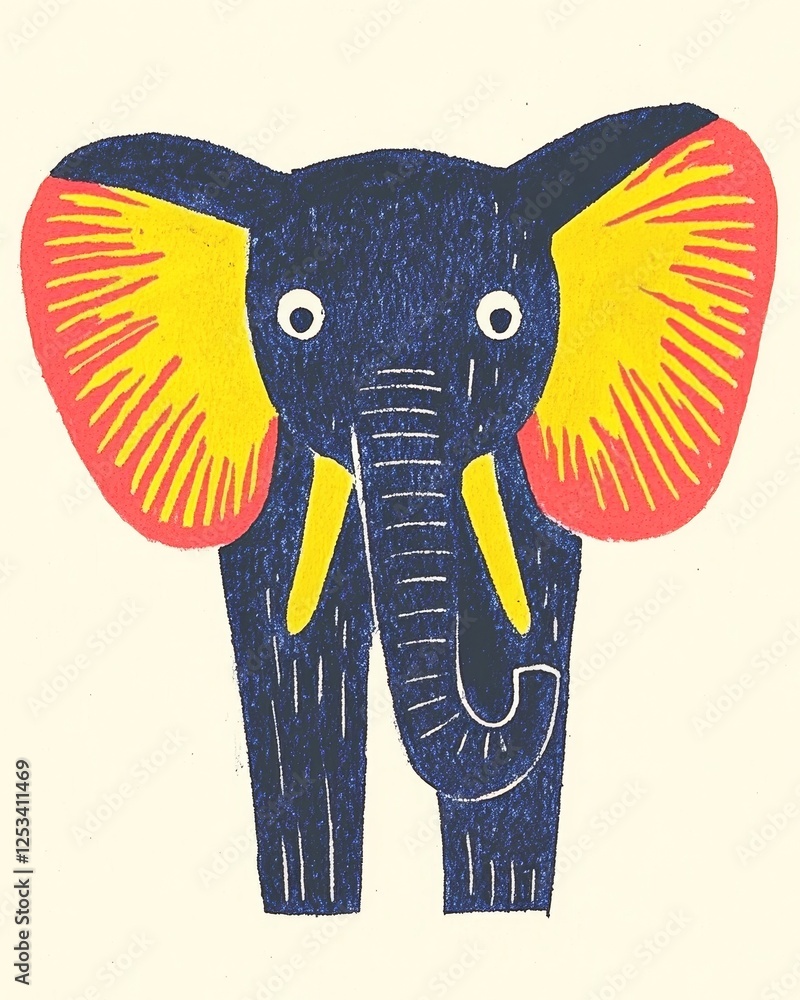 Obraz premium Playful Elephant Illustration with Vibrant Ears