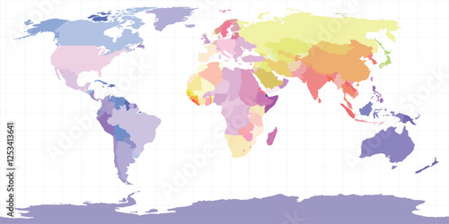 A colorful world map.Vector map on white background.