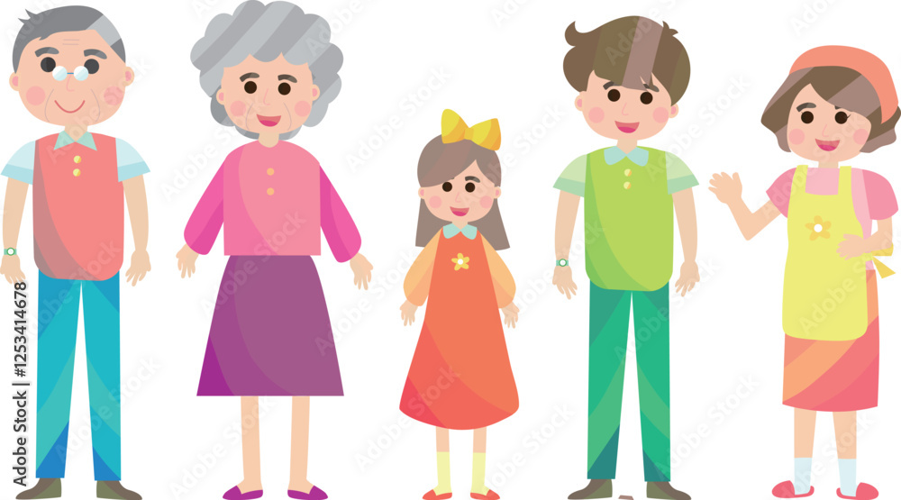 Ahappy family with children, mother, father,isolated on white background. Ahappy family with children, mother, father,isolated on white background.