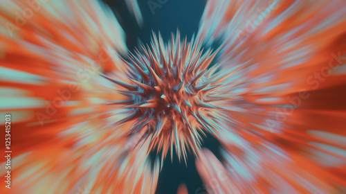 Wallpaper Mural abstract shape with spikes against a blurred red and blue background. Torontodigital.ca