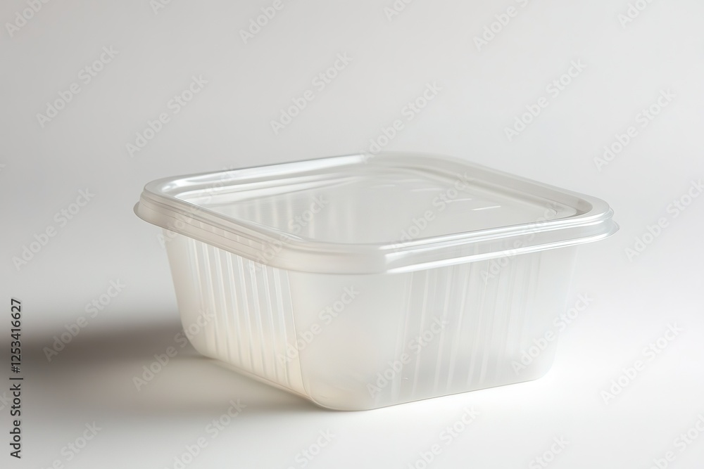 Crisp, Clean Lines: A High-Resolution Close-Up of a Square Plastic Food Container, Ideal for Packaging, Branding, and Design Projects. Showcasing its smooth texture and perfect geometry, this image Crisp, Clean Lines: A High-Resolution Close-Up of a Square Plastic Food Container, Ideal for Packaging, Branding, and Design Projects. Showcasing its smooth texture and perfect geometry, this image