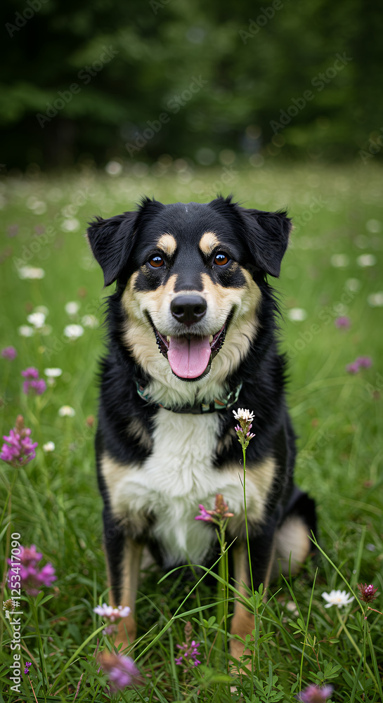 Smiling Dog in a Meadow: A Portrait of Pure Joy | Happy Pet, Outdoor Fun Smiling Dog in a Meadow: A Portrait of Pure Joy | Happy Pet, Outdoor Fun