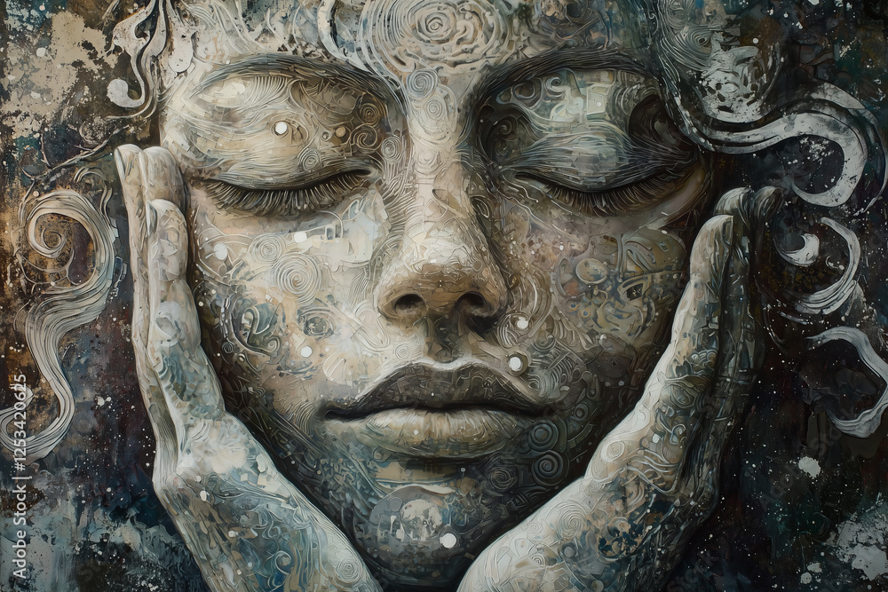 face of a statue of a girl who love herself face of a statue of a girl who love herself