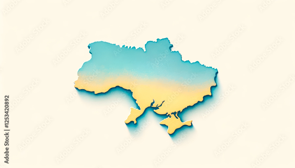 Obraz premium Ukraine Map With National Colors, Symbolic Representation Of The Country, 2025, Concept Of National Identity And Patriotism, Suitable For Businesses In Tourism, Education, And Cultural Events.