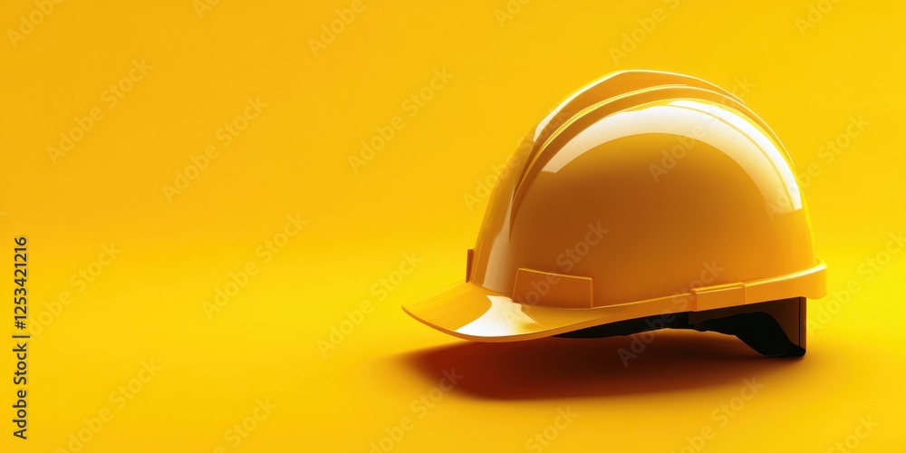 Bright Yellow Hard Hat Safety Gear on Vibrant Background: Construction, Industrial, Protection Bright Yellow Hard Hat Safety Gear on Vibrant Background: Construction, Industrial, Protection