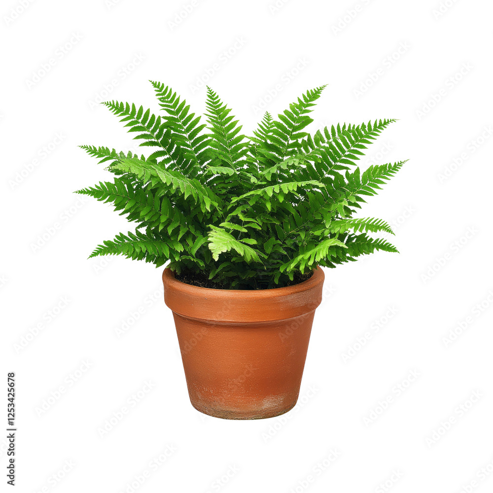 Obraz premium Lush Green Fern in Terracotta Pot - Indoor Plant