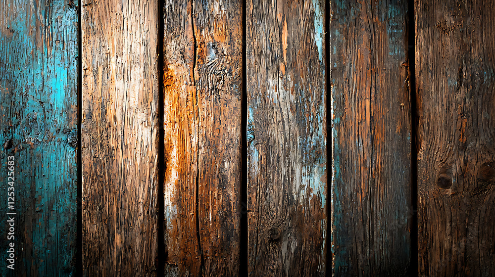 Naklejka premium A wooden background with a blue stripe. generated using AI