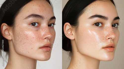 Before & After Skin Transformation with Natural Glow and Dark Spots Treatment for Blemish Reduction
