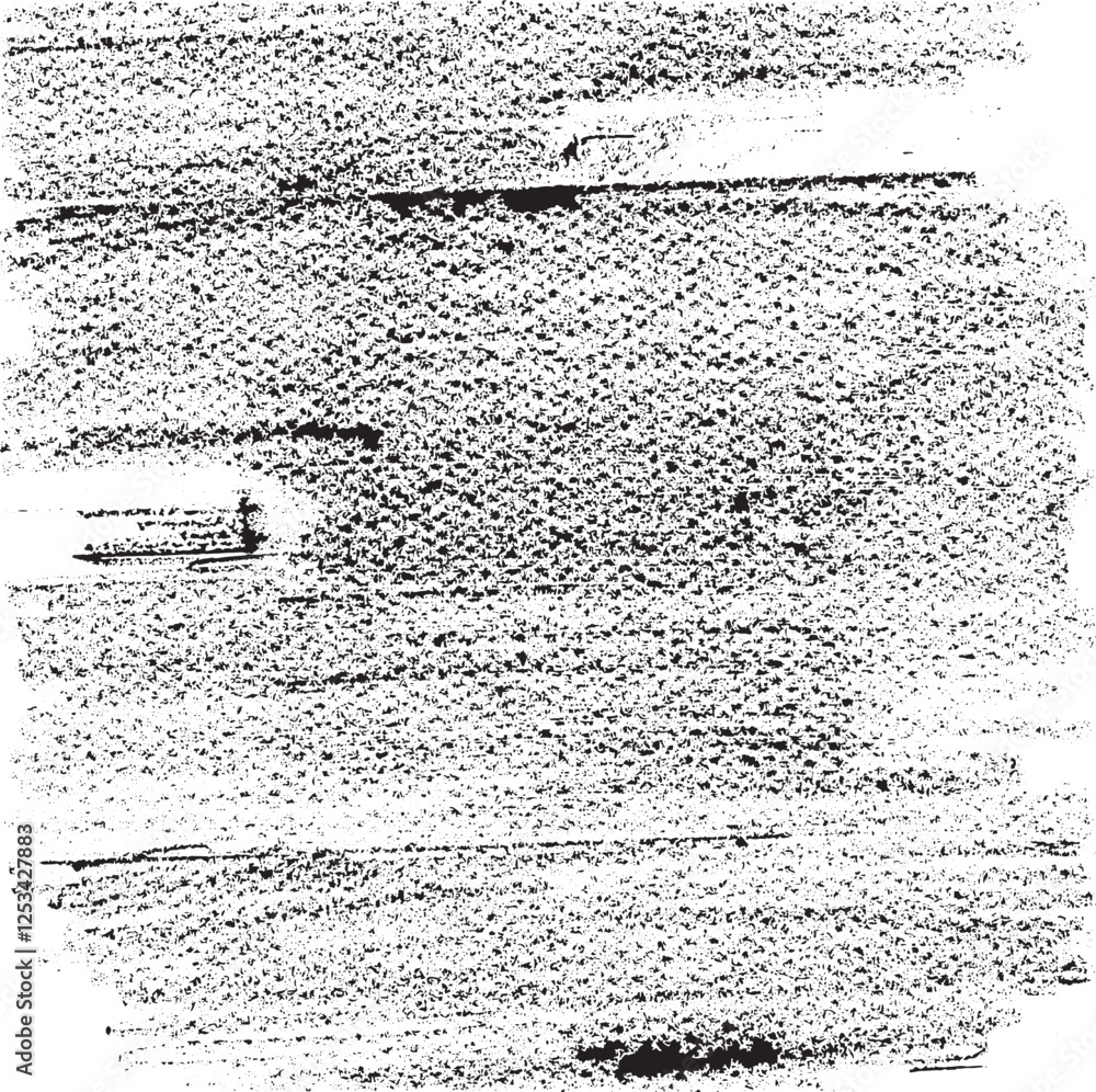 Obraz premium Monochrome texture composed of irregular graphic elements. Distressed uneven grunge background. Abstract vector illustration. Overlay for interesting effect and depth. Isolated on white background.