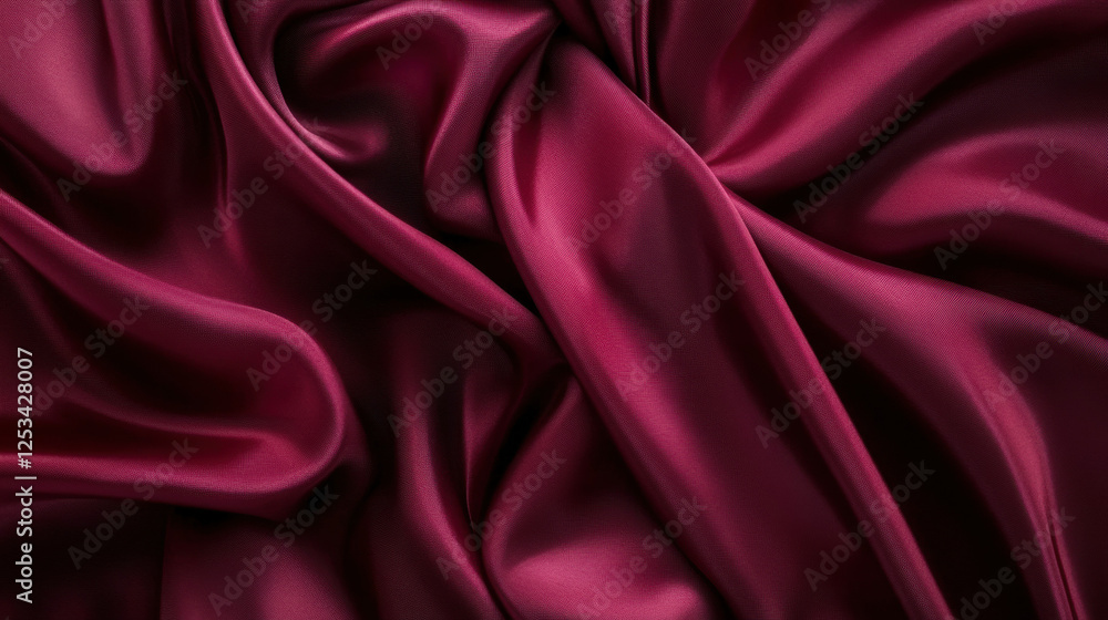 Obraz premium Luxurious Maroon Silk Fabric Draped Softly Elegant Wallpaper Texture