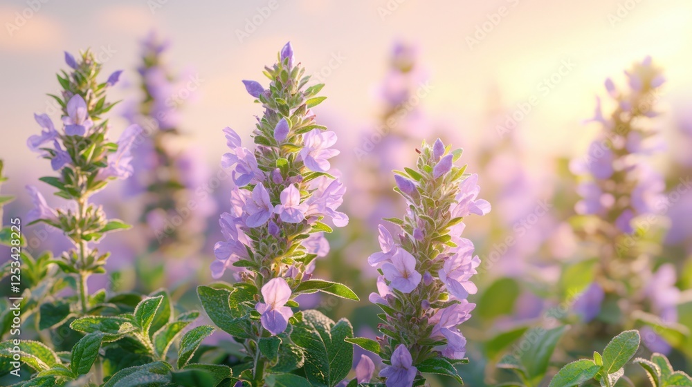 Sunset Lavender Field, Blooming Flowers, Nature, Spring Sunset Lavender Field, Blooming Flowers, Nature, Spring