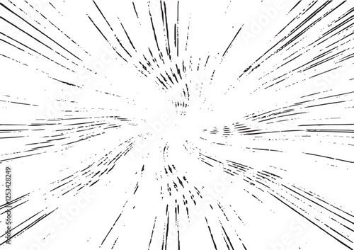 Circular starburst explosion texture. Distressed uneven grunge background. Abstract vector illustration. Overlay to create interesting effect and depth. Isolated on white background.