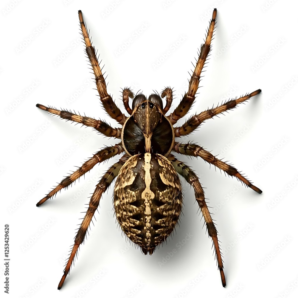 Fototapeta premium Spider insect close view image isolated image white background.