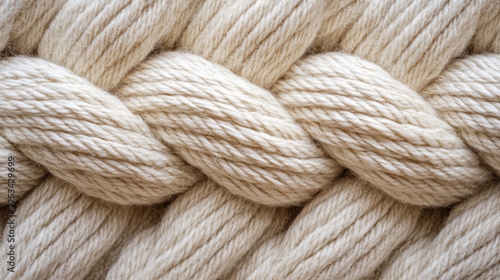 A close up of a white rope made of yarn A close up of a white rope made of yarn