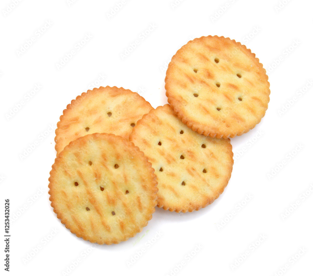 Stack cracker cookies on white background Stack cracker cookies on white background