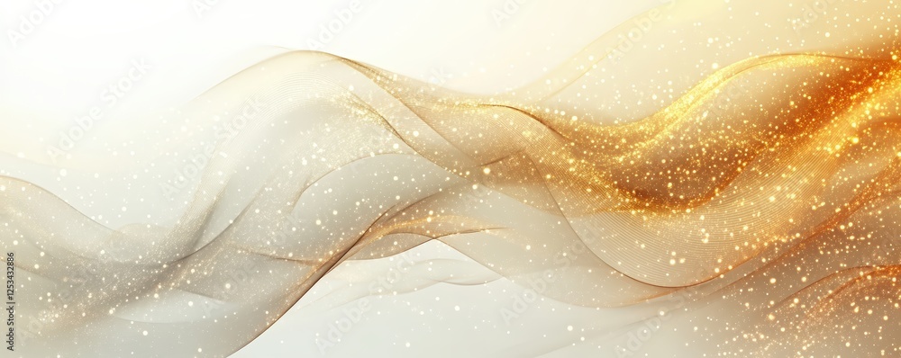 Obraz premium Abstract Golden Light Effect Background with Shining Particles, Smooth Waves in Elegant Flowing Design for Creative Projects and Visual Art