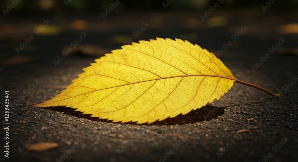 Yellow Leaf on Ground - Fallen Autumn Foliage Closeup Yellow Leaf on Ground - Fallen Autumn Foliage Closeup