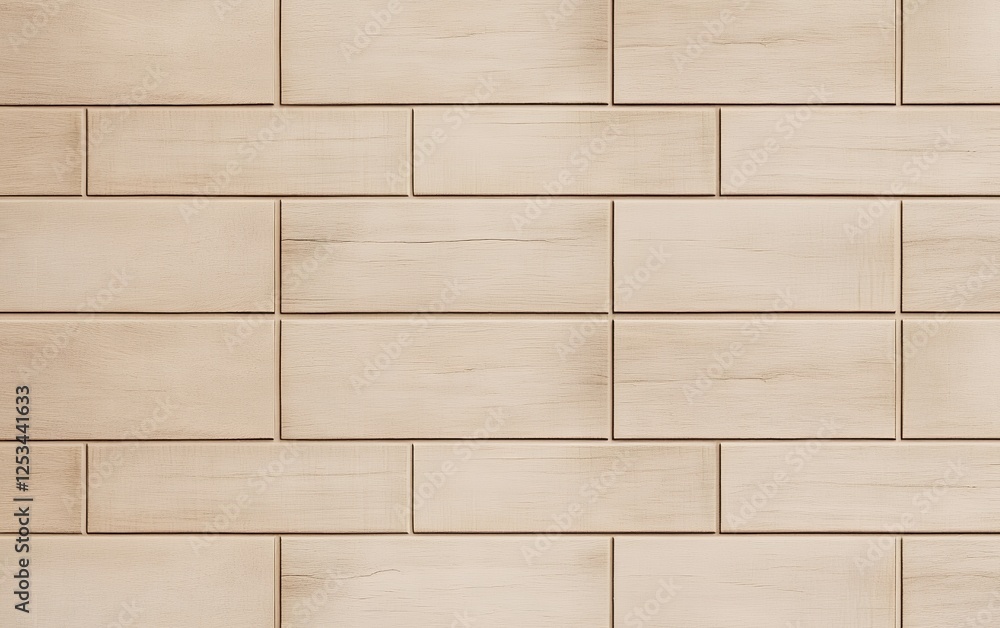 Light beige rectangular ceramic wall tiles with subtle wood grain texture arranged in a staggered brick pattern for contemporary interior design and home renovation Light beige rectangular ceramic wall tiles with subtle wood grain texture arranged in a staggered brick pattern for contemporary interior design and home renovation