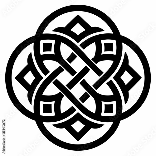 Elegant Celtic Knotwork Silhouette: Intricate Design, Isolated Icon for Branding, Web, Print art logo