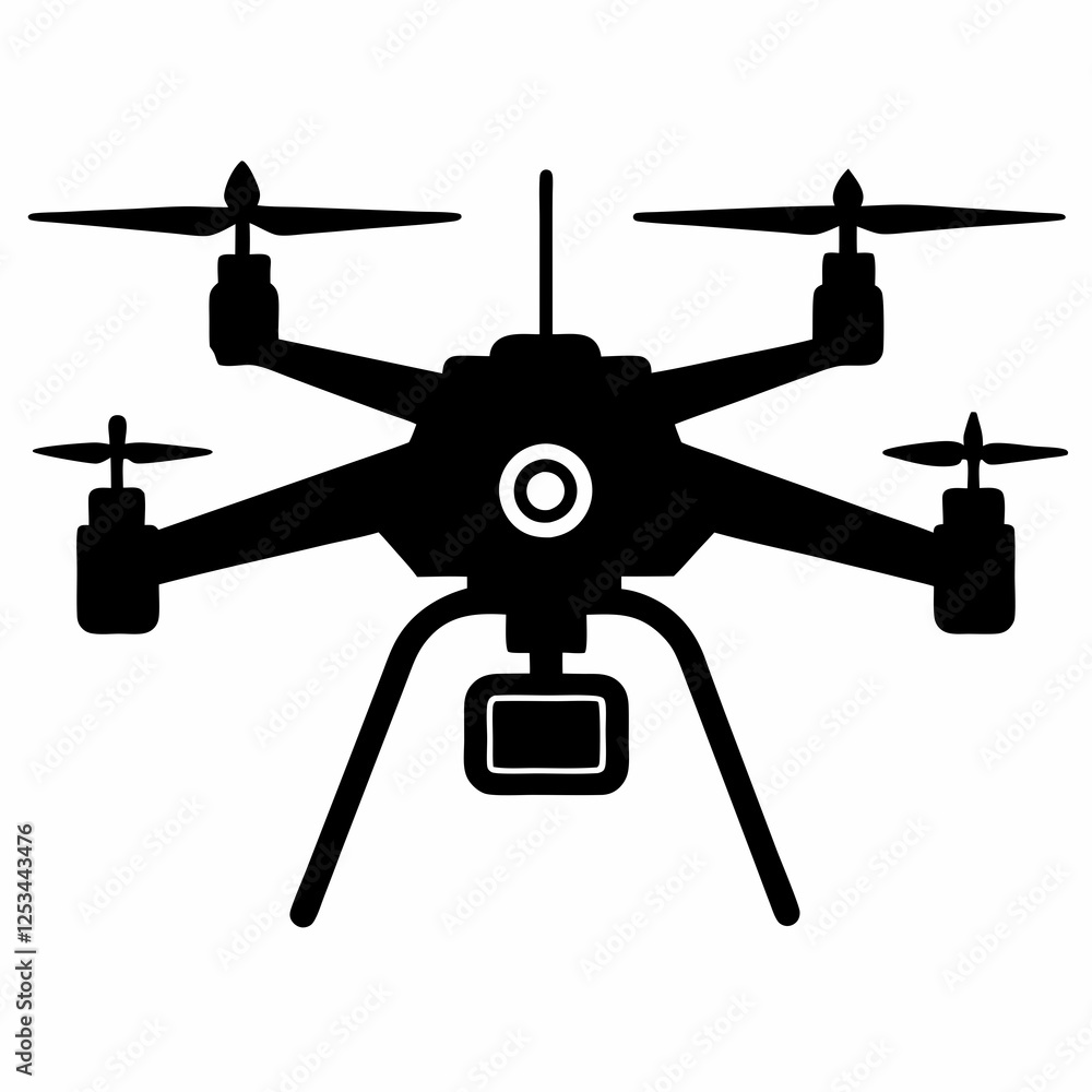 Drone Photography Silhouette Icon: Aerial View, High-Tech Camera, Isolated on White Background, Drone Photography Silhouette Icon: Aerial View, High-Tech Camera, Isolated on White Background,