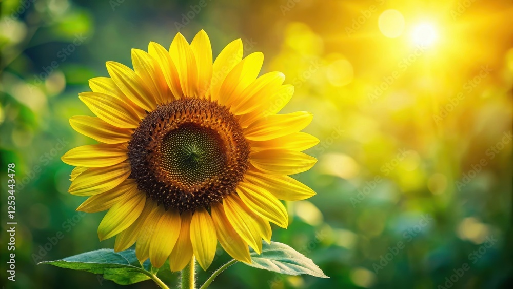 Fototapeta premium Vibrant Sunflower Basking in Golden Sunlight, a Symbol of Summer's Warmth and Joy