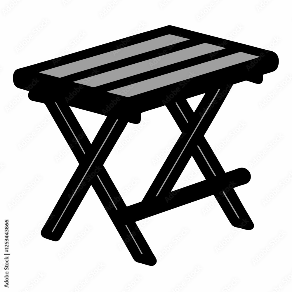 Portable Picnic Table Silhouette: Foldable Design Icon, Isolated Vector Graphic for Outdoor Portable Picnic Table Silhouette: Foldable Design Icon, Isolated Vector Graphic for Outdoor