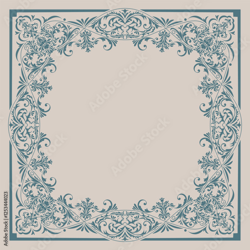 Textile design for elegant scarf in Baroque style with intricate elements