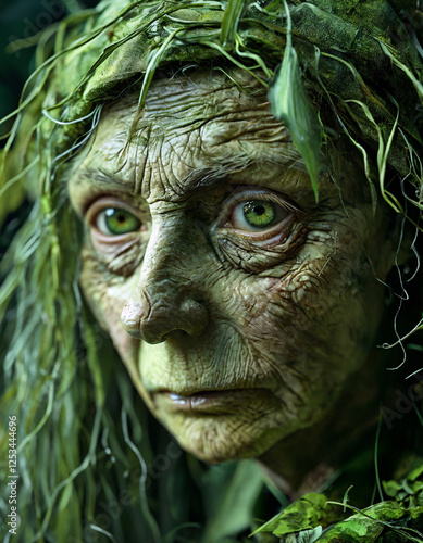 forest, dryad, face, art, head, woman, fantasy