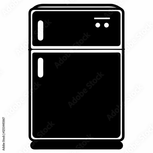 Cool Silhouette Refrigerator Icon: Modern Kitchen Appliance Graphic Design Element, Isolated on     