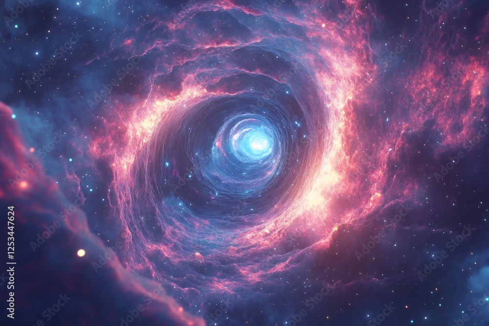 Cosmic Nebula Swirling Towards a Bright Celestial Vortex Cosmic Nebula Swirling Towards a Bright Celestial Vortex