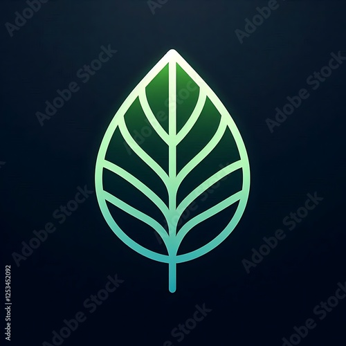 Gradient Leaf Icon with Asymmetrical Design