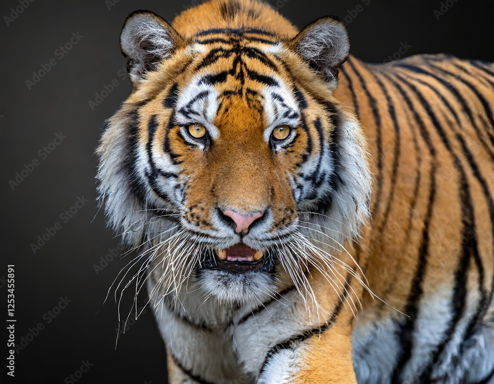 Fototapeta premium Tiger with a black background 