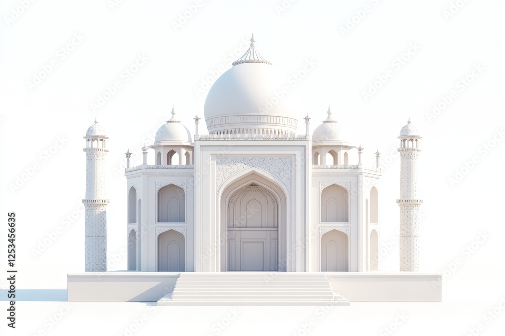 Fototapeta premium 3D Model Taj Mahal Isolated on White