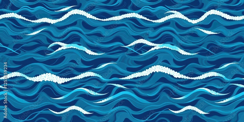 Marine Seamless Pattern with Undulating Waves and Seafoam, oceanic atmosphere, natural fiber pattern, aquatic elements Marine Seamless Pattern with Undulating Waves and Seafoam, oceanic atmosphere, natural fiber pattern, aquatic elements