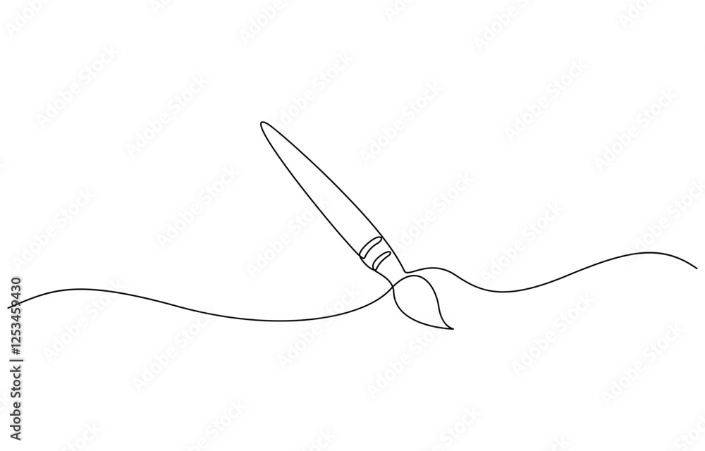 Paint brushes continuous one line drawing. Isolated on white background vector, Continuous one line drawing vector illustration, brush and painting palette one line drawing vector illustration. Paint brushes continuous one line drawing. Isolated on white background vector, Continuous one line drawing vector illustration, brush and painting palette one line drawing vector illustration.