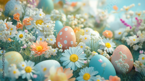 Easter decorations featuring eggs and flowers for festive celebration