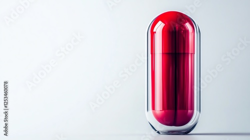 a closeup of a new drug formula in a glass beaker, biotech innovation, realistic lighting, isolated on white background