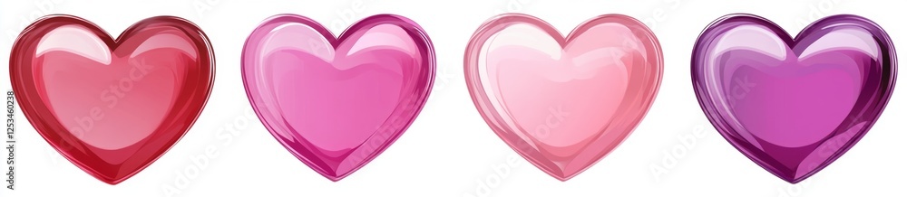 Four gradient hearts on a white background Four gradient hearts on a white background