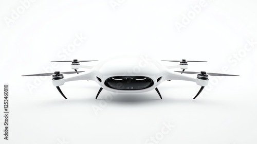 a futuristic pharmaceutical delivery drone, AIcontrolled medicine transport, sleek scifi design, isolated on white background photo