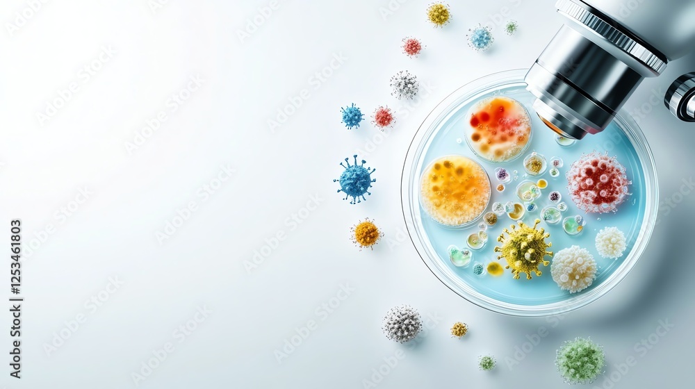 a microbiologist analyzing bacteria in a petri dish under a microscope, realistic lighting, isolated on white background a microbiologist analyzing bacteria in a petri dish under a microscope, realistic lighting, isolated on white background