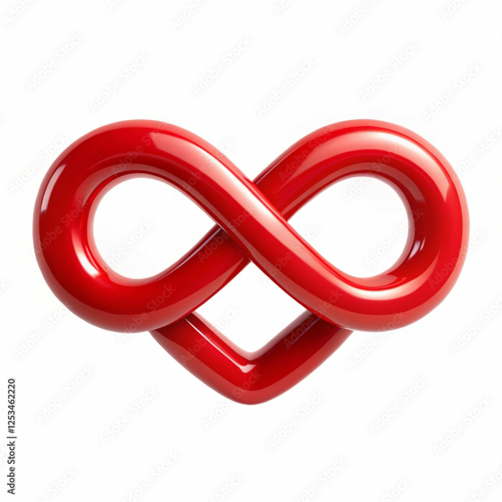 A red infinity symbol merging seamlessly into a heart, A red infinity symbol merging seamlessly into a heart,