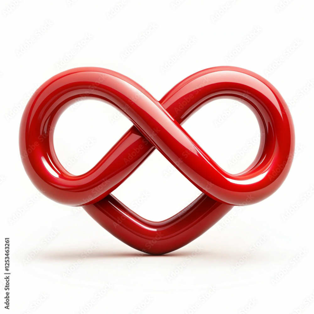 A red infinity symbol merging seamlessly into a heart, A red infinity symbol merging seamlessly into a heart,