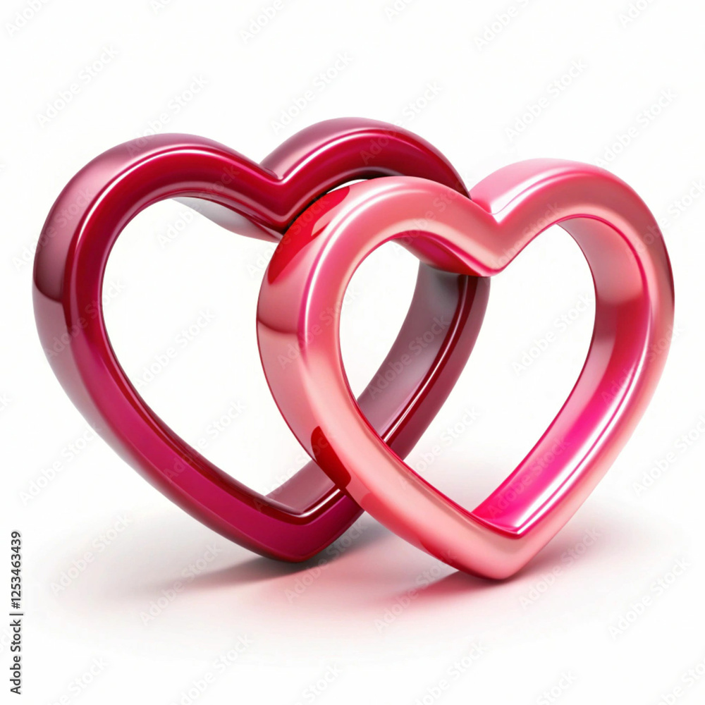 Two interlocked hearts, one red and one white, symbolizing unity Two interlocked hearts, one red and one white, symbolizing unity